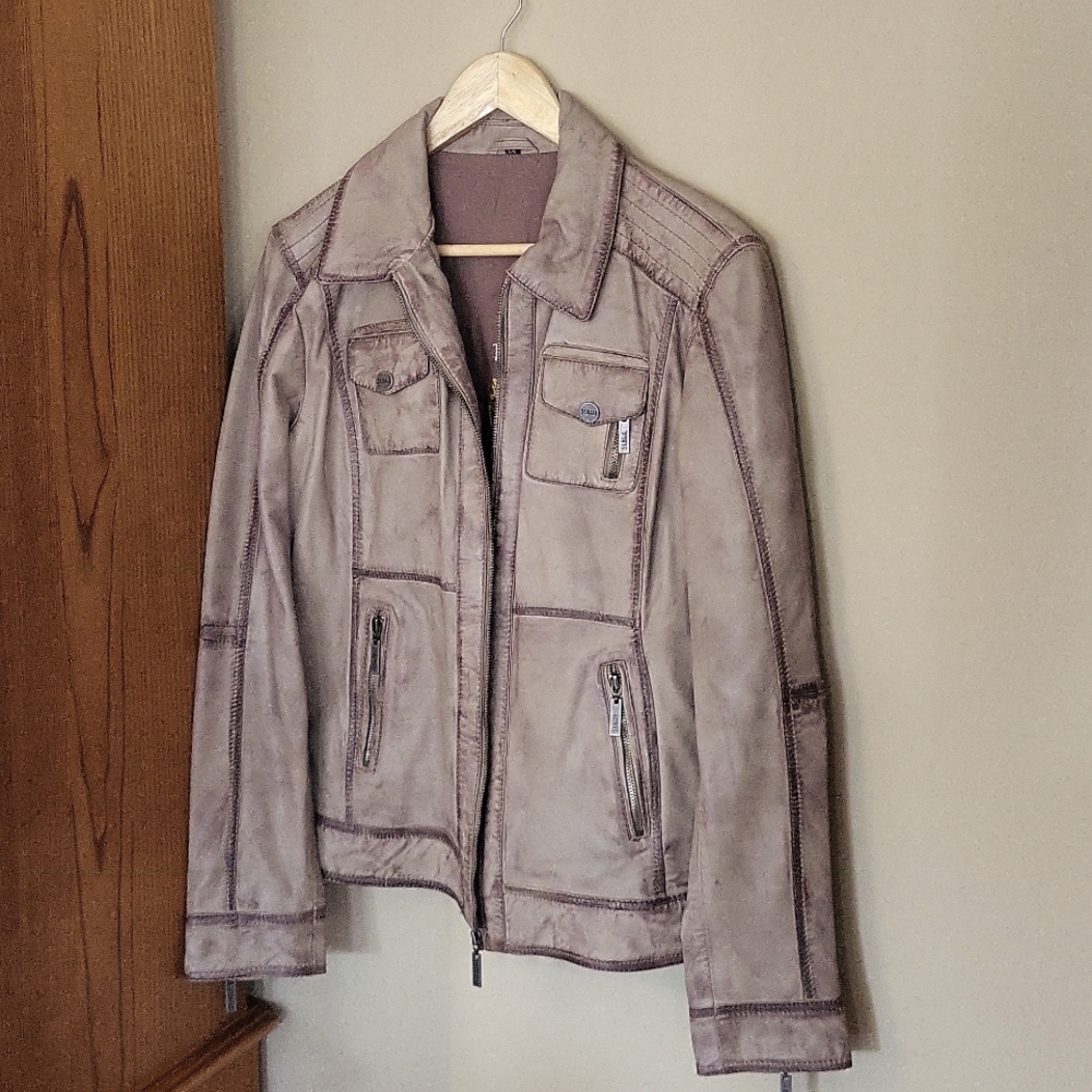 Tan color leather jacket